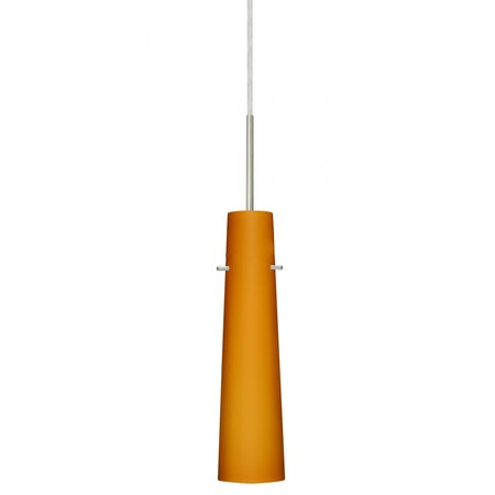 Besa Lighting Besa Camino Pendant Satin Nickel Amber Matte 1x40W Halogen 1BC-567480-HAL-SN